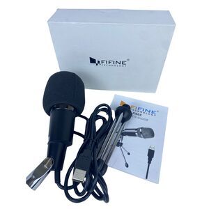 Fifine K668 Condensor Microphone w/ Tripod Stand & Wind Cap Creator VLOG Podcast